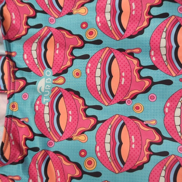 Turbo One Piece Swimsuit Comic Smile Print - Picture 2 of 5